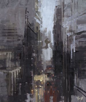 Painting, City landscape - miniUJ- 8. Moscow. White Square