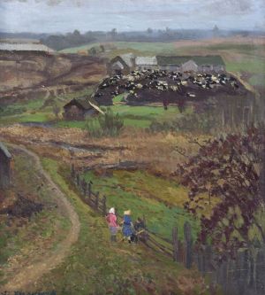 Painting, Landscape - The village of Sidorov