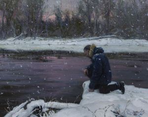 Painting, Plot-themed genre - On the river «Bug»