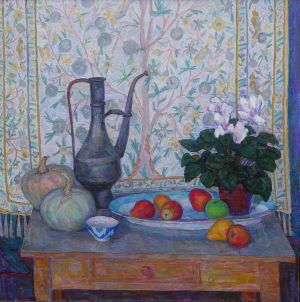 Painting, Still life - Still life with cyclamen