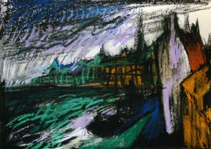 Graphics, City landscape - Embankment in the afternoon