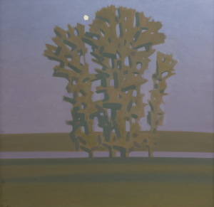 Painting, Landscape - Poplars. Moon